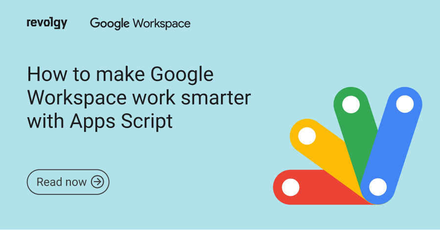 Blue background with logo of Apps Script
